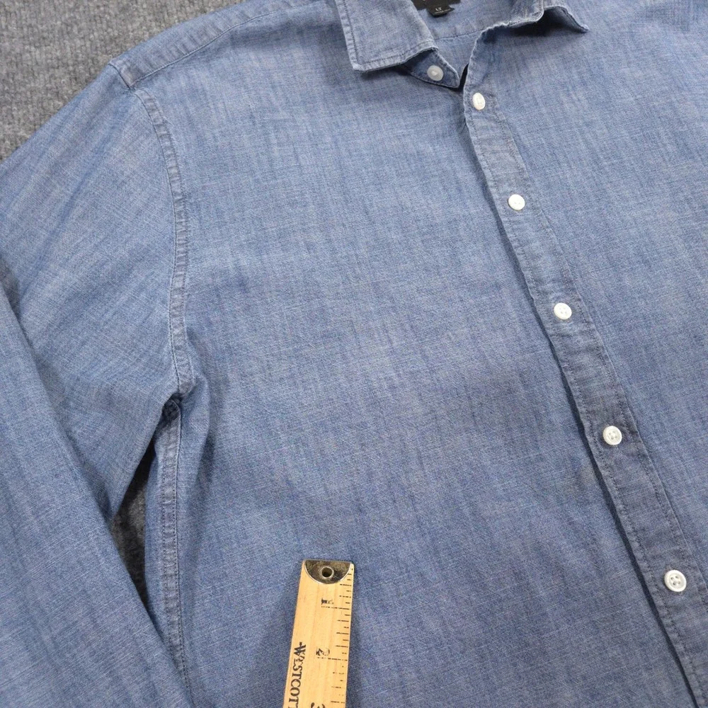 J Crew Chambray Shirt‎ Mens L Tall Blue Classic Fit Long Sleeve Button Up Preppy